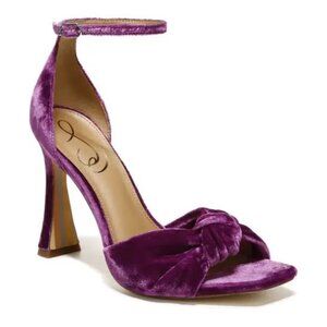 New SAM EDELMAN Lucia Violet Velvet Knotted Heeled Sandal Ankle Strap 8
